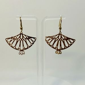 Goldtone fan earrings